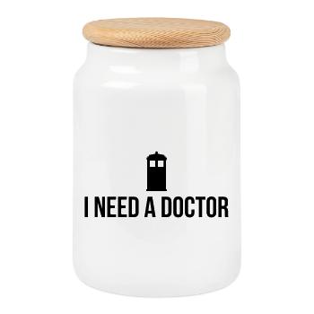 I need a Doctor - Keksdose mit Holzdeckel - Weiß - Vorne
