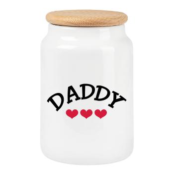 Daddy - Cookie Jar with Wooden Lid - white - Front
