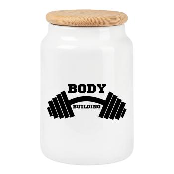 culturiste, musculation,fitness,entraînement,bête - Boîte à biscuits avec couvercle en bois - blanc - Devant