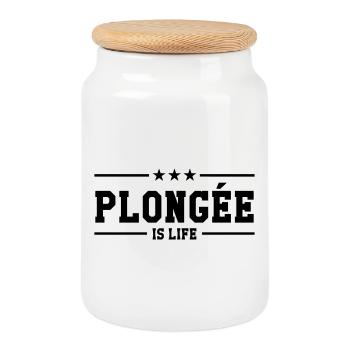 Plongée is life - Boîte à biscuits avec couvercle en bois - blanc - Devant