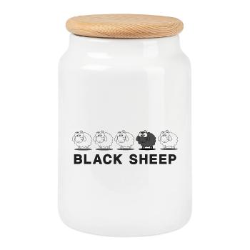 Sheep - Cookie Jar with Wooden Lid - white - Front
