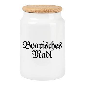 Boarisches Madl - Ein Mädel aus Bayern - Keksdose mit Holzdeckel - Weiß - Vorne