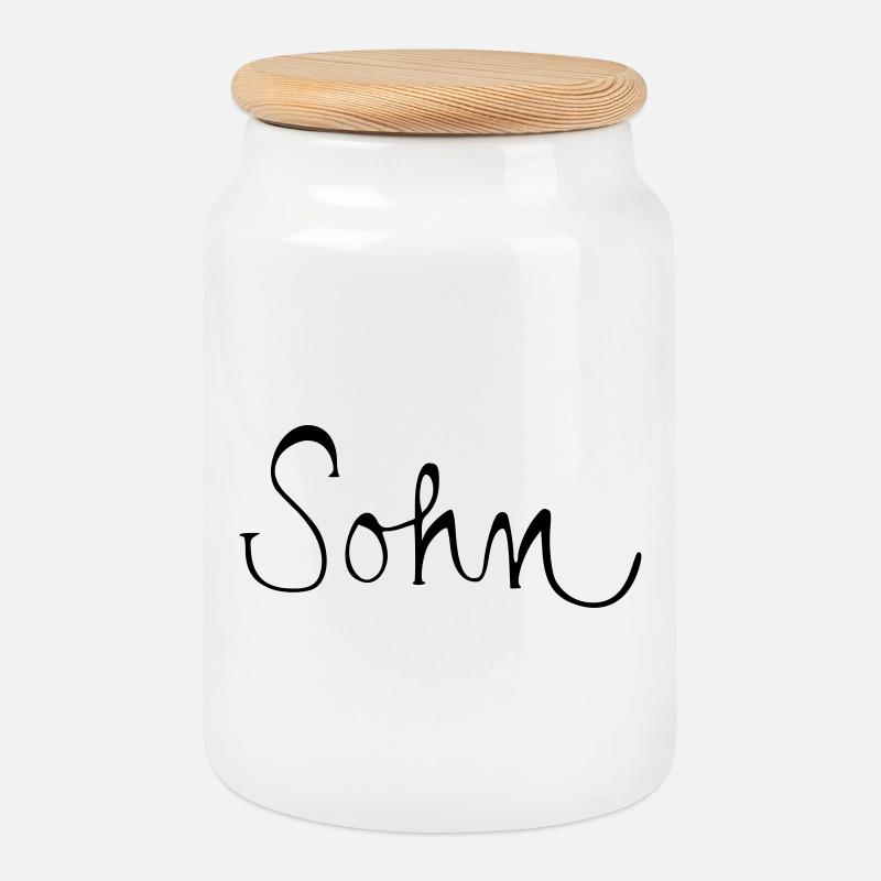 Son - Cookie Jar with Wooden Lid - white