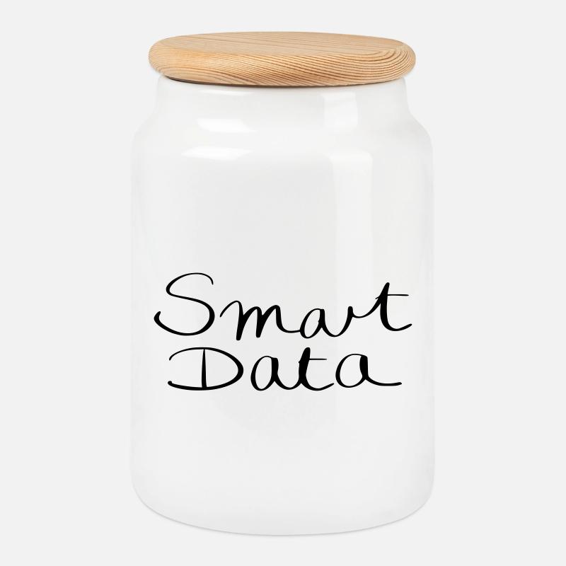 smart data - Cookie Jar with Wooden Lid - white