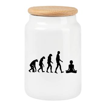Yoga / Yogi / Bouddhisme / Bouddhiste - Boîte à biscuits avec couvercle en bois - blanc - Devant
