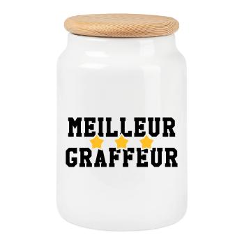 Graffiti / Tag / Writer / Street Art / Graff - Cookie Jar with Wooden Lid - white - Front