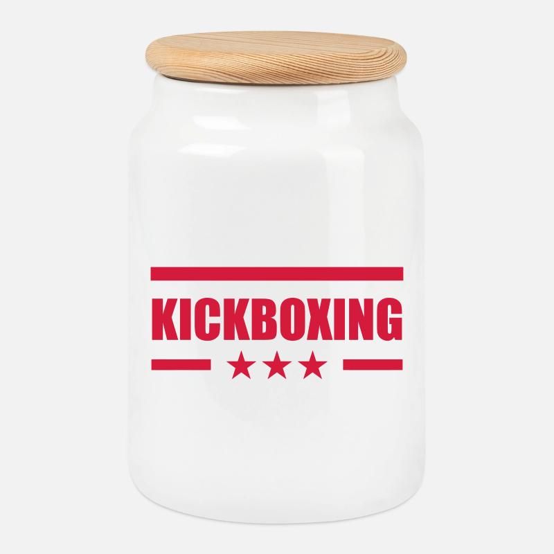 Kickboxen / Kickboxing / Kickboxer / Kick Boxing - Keksdose mit Holzdeckel - Weiß