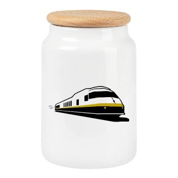 TRAIN - Train - Chemin de fer - Cookie Jar with Wooden Lid - white - Front