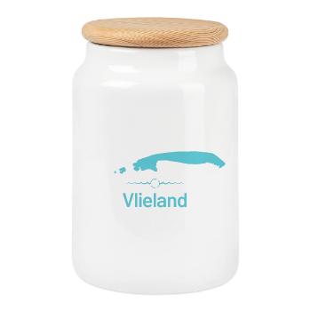 Vlieland | Carte de conception - Boîte à biscuits avec couvercle en bois - blanc - Devant