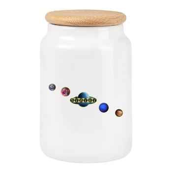 Anneau planétaire Syzygie - Boîte à biscuits avec couvercle en bois - blanc - Devant
