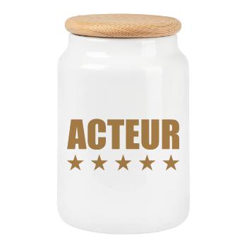 Acteur ***** - Boîte à biscuits avec couvercle en bois - blanc - Devant