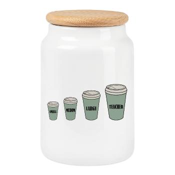Teacher's Coffee - Cookie Jar with Wooden Lid - white - Front