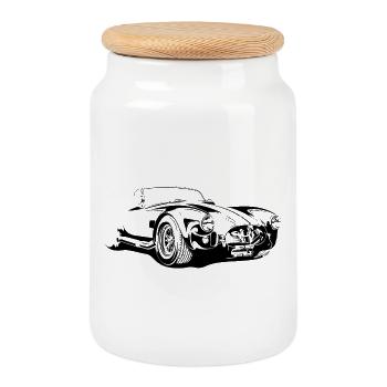 cobra car symbol oldtimer team classic Auto icon - Keksdose mit Holzdeckel - Weiß - Vorne