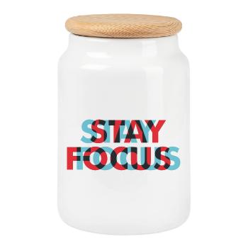 Stay Focused Geometric Duo - Cookie Jar with Wooden Lid - white - Front
