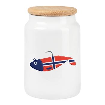 Soft lure Norway for anglers in the fjord and sea - Cookie Jar with Wooden Lid - white - Front
