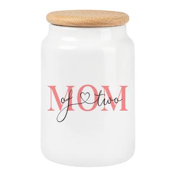 Mom of two! -personalizable - Cookie Jar with Wooden Lid - white - Front