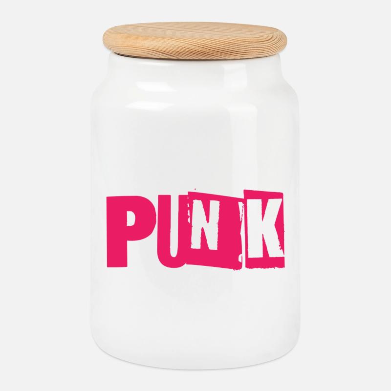 Punk Glitch Typo Neon - Keksdose mit Holzdeckel - Weiß