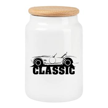 classic cobra car retro vintage oldschool Logo - Keksdose mit Holzdeckel - Weiß - Vorne