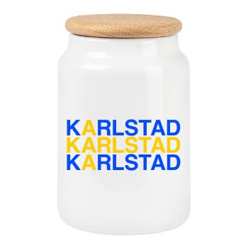 KARLSTAD Suède Suède Drapeau suédois - Boîte à biscuits avec couvercle en bois - blanc - Devant