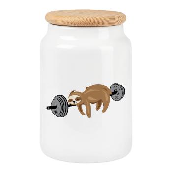 Sloth strength fitness gym gweichte sport symbol - Boîte à biscuits avec couvercle en bois - blanc - Devant