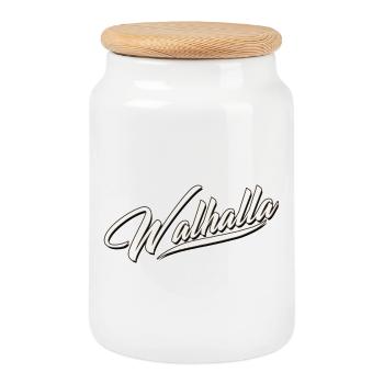 walhalla odin thor viking viking autocollant chemise - Boîte à biscuits avec couvercle en bois - blanc - Devant