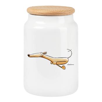 Lévrier vif I Chien - Boîte à biscuits avec couvercle en bois - blanc - Devant