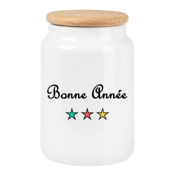 BONNE ANNEE. SAINT SYLVESTRE. NOUVELLE ANNÉE. - Boîte à biscuits avec couvercle en bois - blanc - Devant