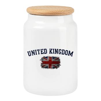 United kingdom flag - Cookie Jar with Wooden Lid - white - Front