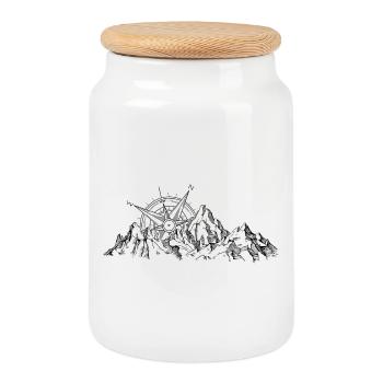 Mountains outdoor wild nature - Cookie Jar with Wooden Lid - white - Front