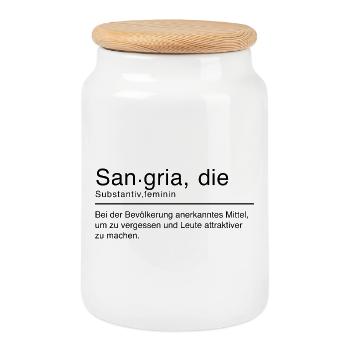 Sangria Duden Spruch Lustig Schwarz - Keksdose mit Holzdeckel - Weiß - Vorne