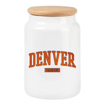 Denver Colorado Vintage Collegiate Print - Keksdose mit Holzdeckel - Weiß - Vorne