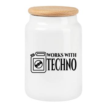 Techno - Keksdose mit Holzdeckel - Weiß - Vorne