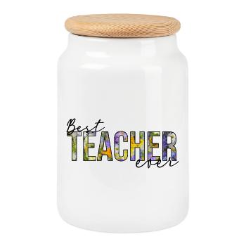 Meilleur professeur de tous les temps - Boîte à biscuits avec couvercle en bois - blanc - Devant
