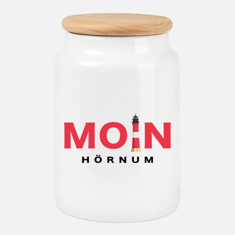 Moin Sylt, Leuchtturm Hörnum - Keksdose mit Holzdeckel - Weiß