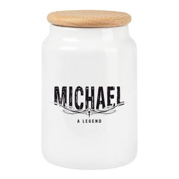 MICHAEL A LEGEND - Keksdose mit Holzdeckel - Weiß - Vorne