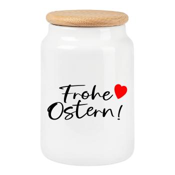 FROHE OSTERN WÜNSCHEN - Keksdose mit Holzdeckel - Weiß - Vorne