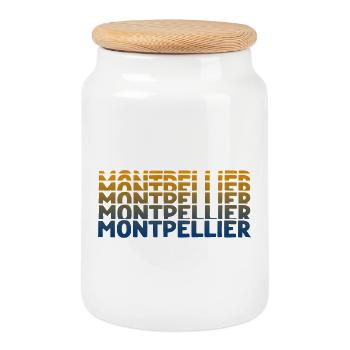 Montpellier France - Boîte à biscuits avec couvercle en bois - blanc - Devant