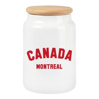 MONTREAL, Canada Kanada - Cookie Jar with Wooden Lid - white - Front