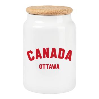 OTTAWA, Canada Kanada - Cookie Jar with Wooden Lid - white - Front