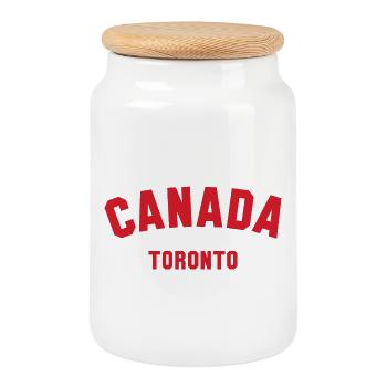 TORONTO, Canada Kanada - Cookie Jar with Wooden Lid - white - Front