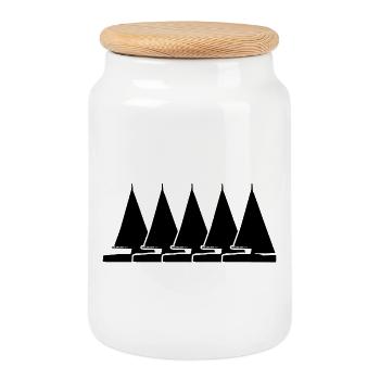 Voiliers - Boîte à biscuits avec couvercle en bois - blanc - Devant