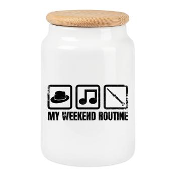 Ma routine du week-end - Boîte à biscuits avec couvercle en bois - blanc - Devant