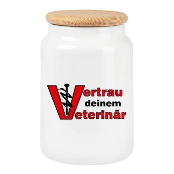 Veterinär Vertrauen - Tierarztmotiv - Keksdose mit Holzdeckel - Weiß - Vorne