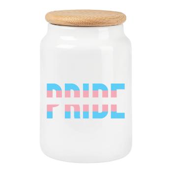 Pride Month LGBT - Trans Pride - Cookie Jar with Wooden Lid - white - Front