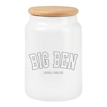 Big Ben London Print - Cookie Jar with Wooden Lid - white - Front