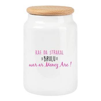 Bretagne - Kae da strakal brulu... - Boîte à biscuits avec couvercle en bois - blanc - Devant