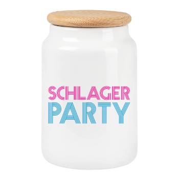 SCHLAGER PARTY Schlagermusik Schlager - Keksdose mit Holzdeckel - Weiß - Vorne