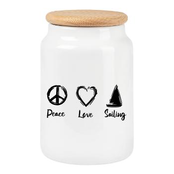 Amour de la voile - Boîte à biscuits avec couvercle en bois - blanc - Devant