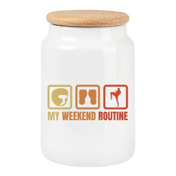 Kickboxer Weekend - Cookie Jar with Wooden Lid - white - Front