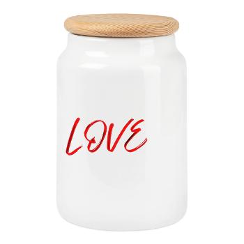 love rugby- I love rugby - Rugby is life - Cookie Jar with Wooden Lid - white - Front